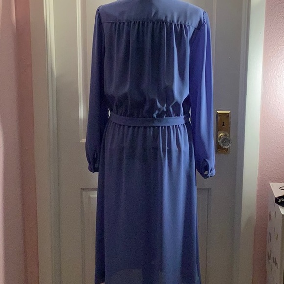 Ms. Chaus vintage blue dress with tie waist - Picture 4 of 6